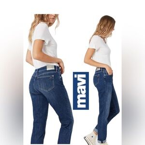 NWT Mavi Ada Mid-Rise Boyfriend Jeans Size 26 Medium Wash Stretch Denim